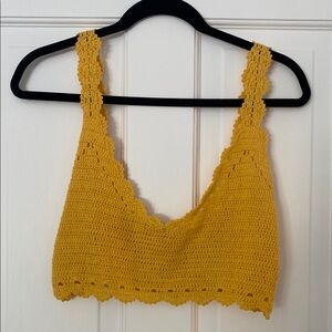 Stylish Yellow Crochet Halter Top. NEVER WORN